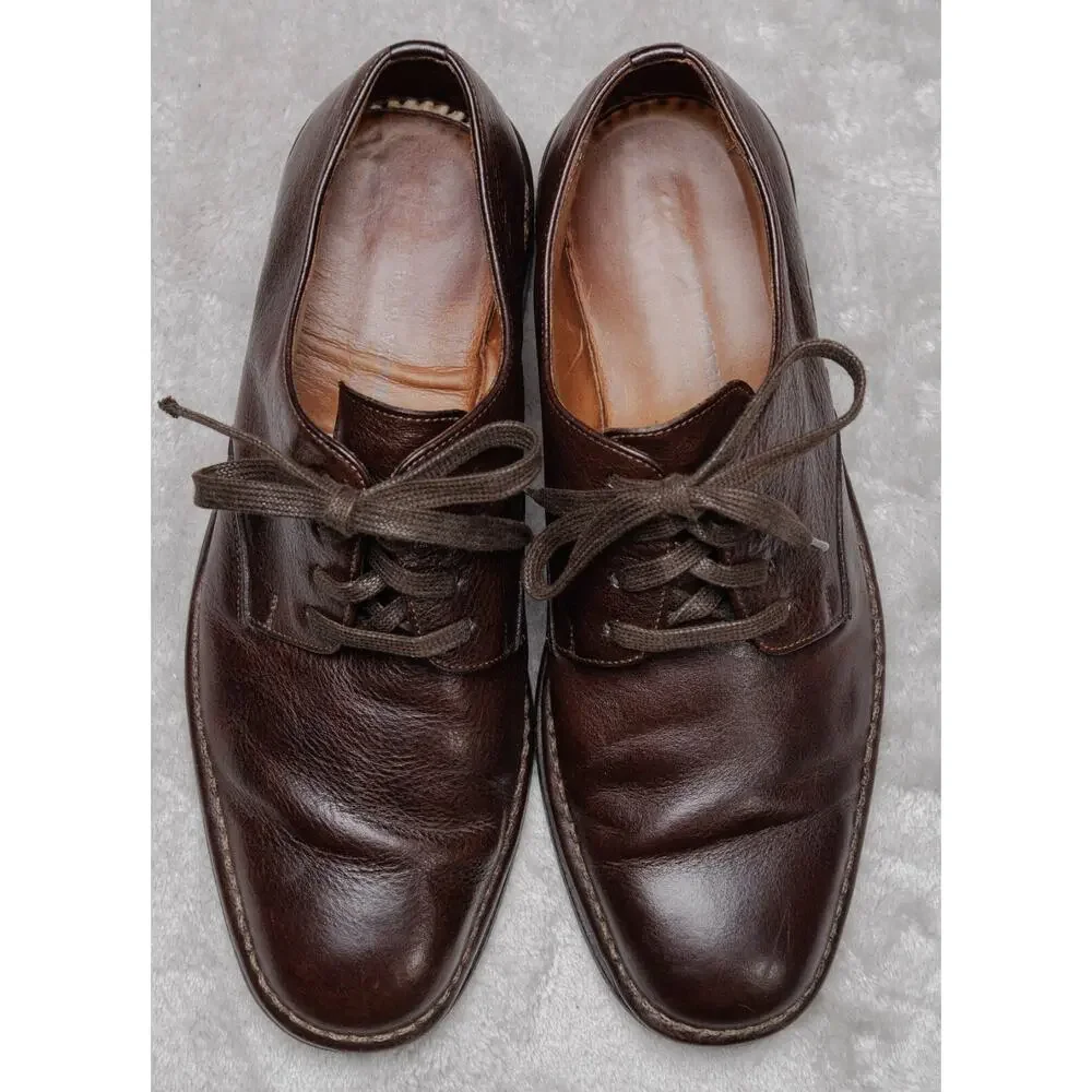 John Varvatos Dark Brown Leather Oxfords Derby Lace Up Shoes Mens 7.5